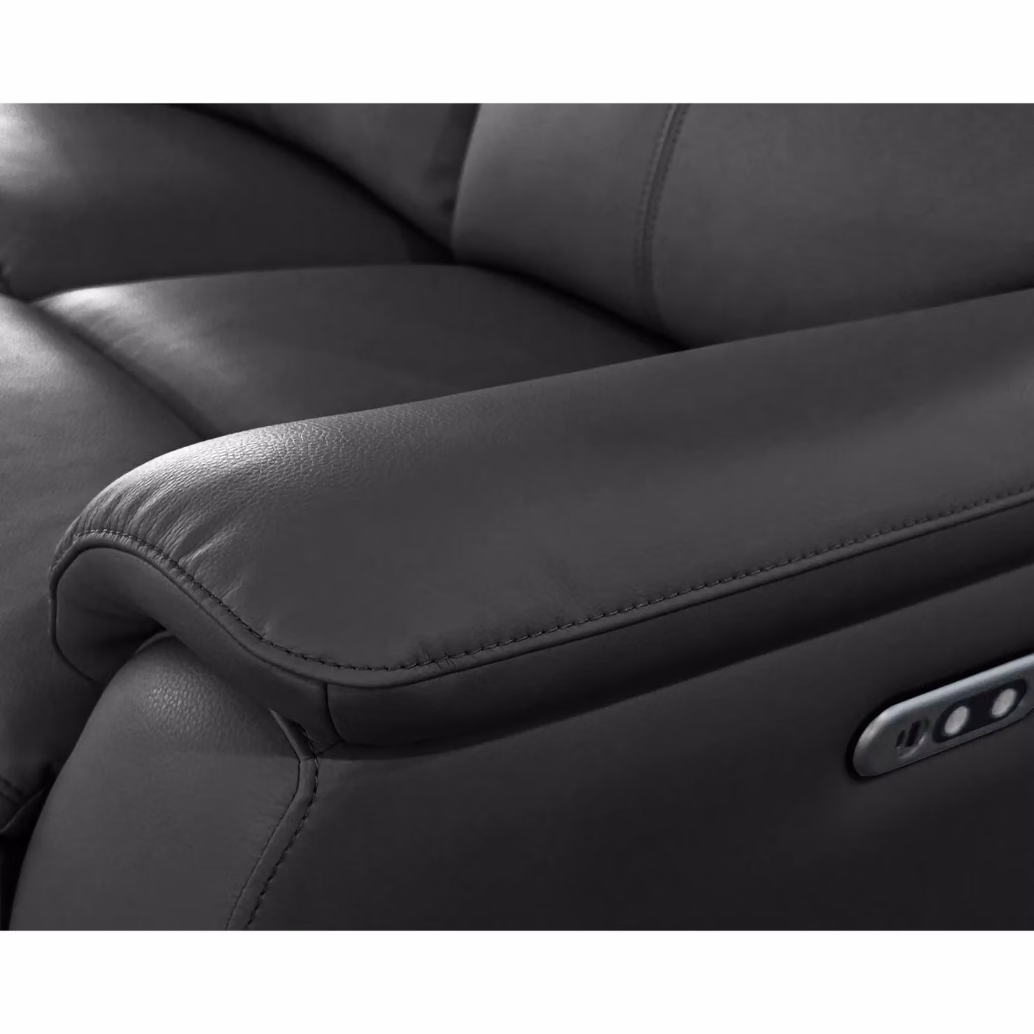 Aspire Kingsmere 2 Seater Power Recliner Sofa in Black Real Leather W/D/H: 143 x 77 x 66 cm – 3