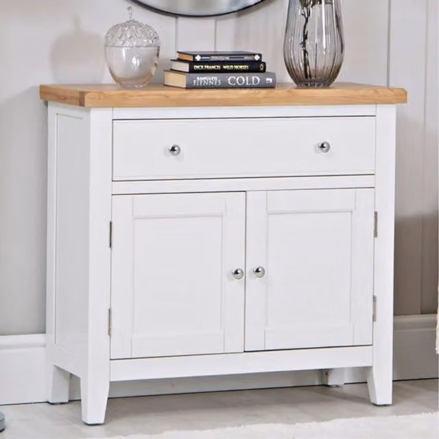 Home Source Modern Oak and White Small Sideboard Cabinet