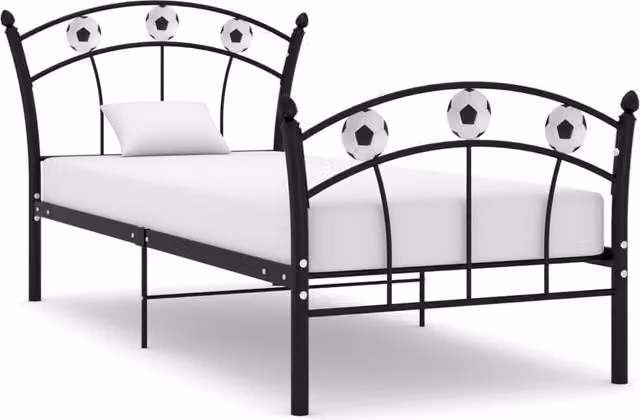 Berkfield Home Football Design Metal Bed Frame in Black, W/D/H: 90 x 200 cm – 1