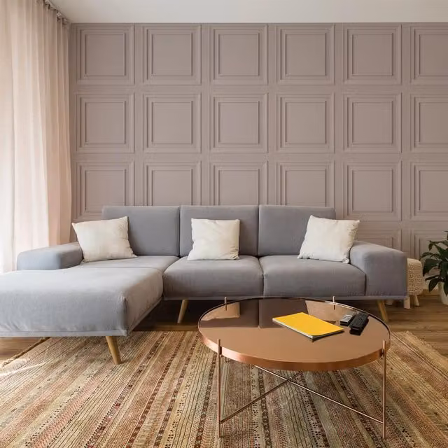 Fresco Wood Panel Wallpaper in Pink and Grey, Width: 52 cm, Length: 1000 cm – 1
