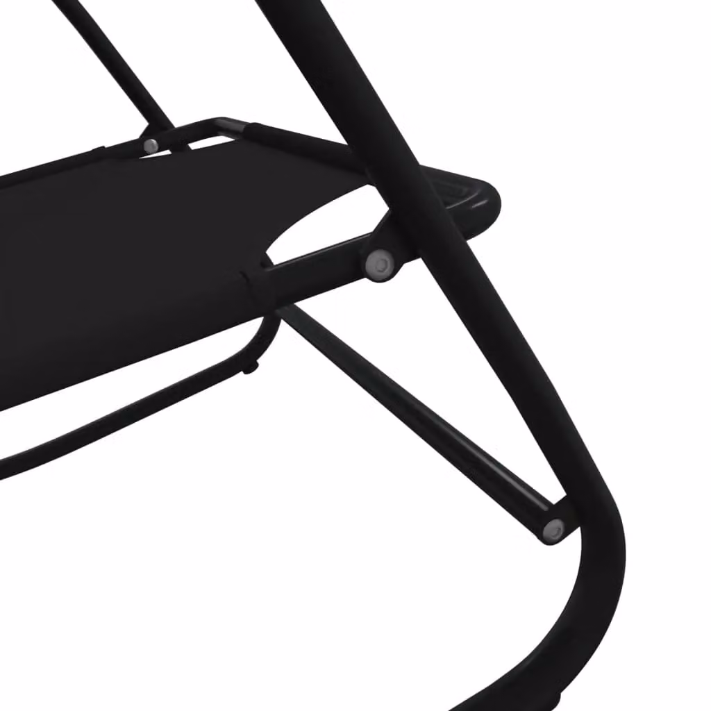 Berkfield Home Set of 2 Rocking Sun Loungers in Black Powder Coated Steel and Textilene Fabric – 6