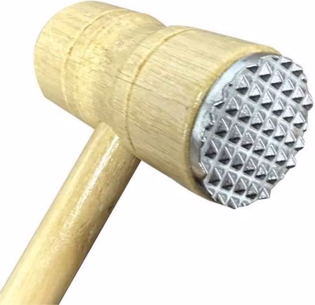 KDMK Wooden Meat Tenderizer Mallet with Pointed and Round Sides, Brown