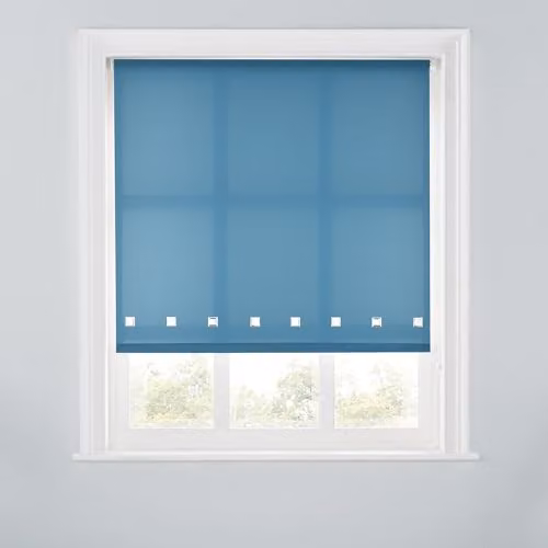 A.Unique Home Trimmable Square Eyelet Roller Blind in Blue Stone, W: 60 cm, H: 170 cm – 1