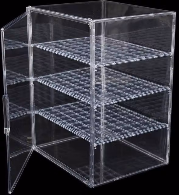FLAVORA 4-Tier Transparent Acrylic Display Case with Hinged Doors, W/D/H: 40 x 25 x 25 cm