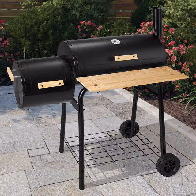 BillyOh Full Drum Charcoal Offset Smoker - Black