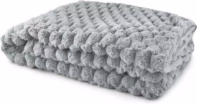 Emma Barclay Silver Grey Faux Fur Throw, W: 180 cm