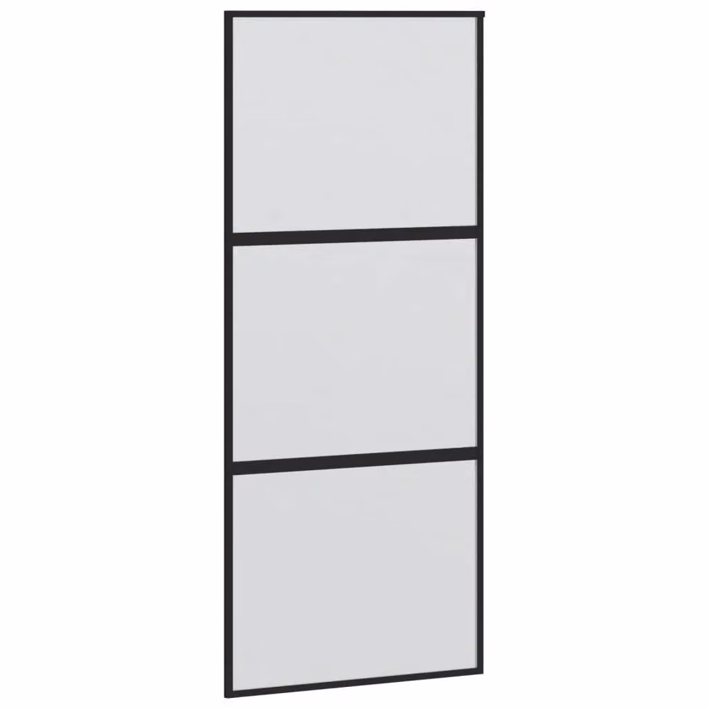 Berkfield Home Modern Black Sliding Door with Tempered Glass and Aluminium, W: 90 cm, H: 205 cm – 2