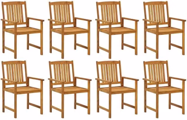 Berkfield Home Set of 8 Brown Oiled Solid Acacia Wood Garden Chairs – 1