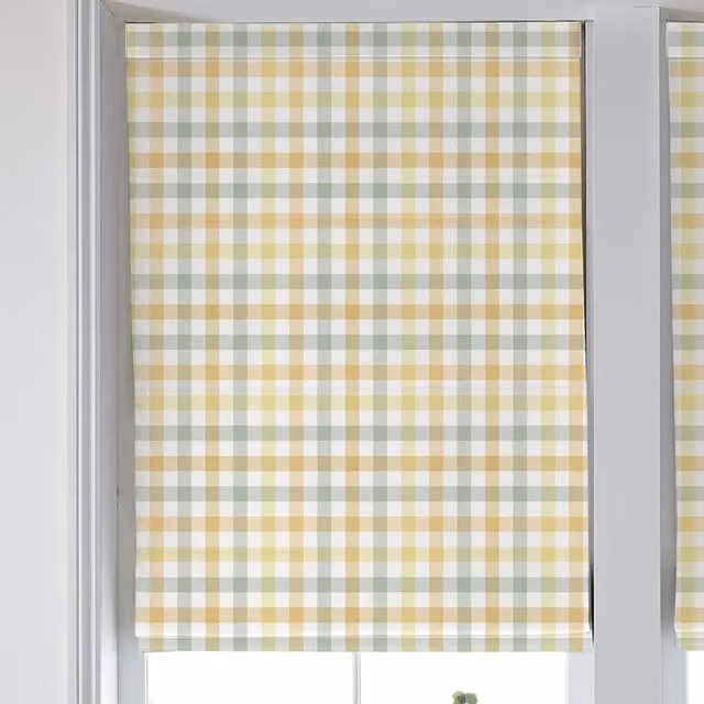 Laura Ashley Cove Check Made to Measure Blackout Roman Blind in Yellow