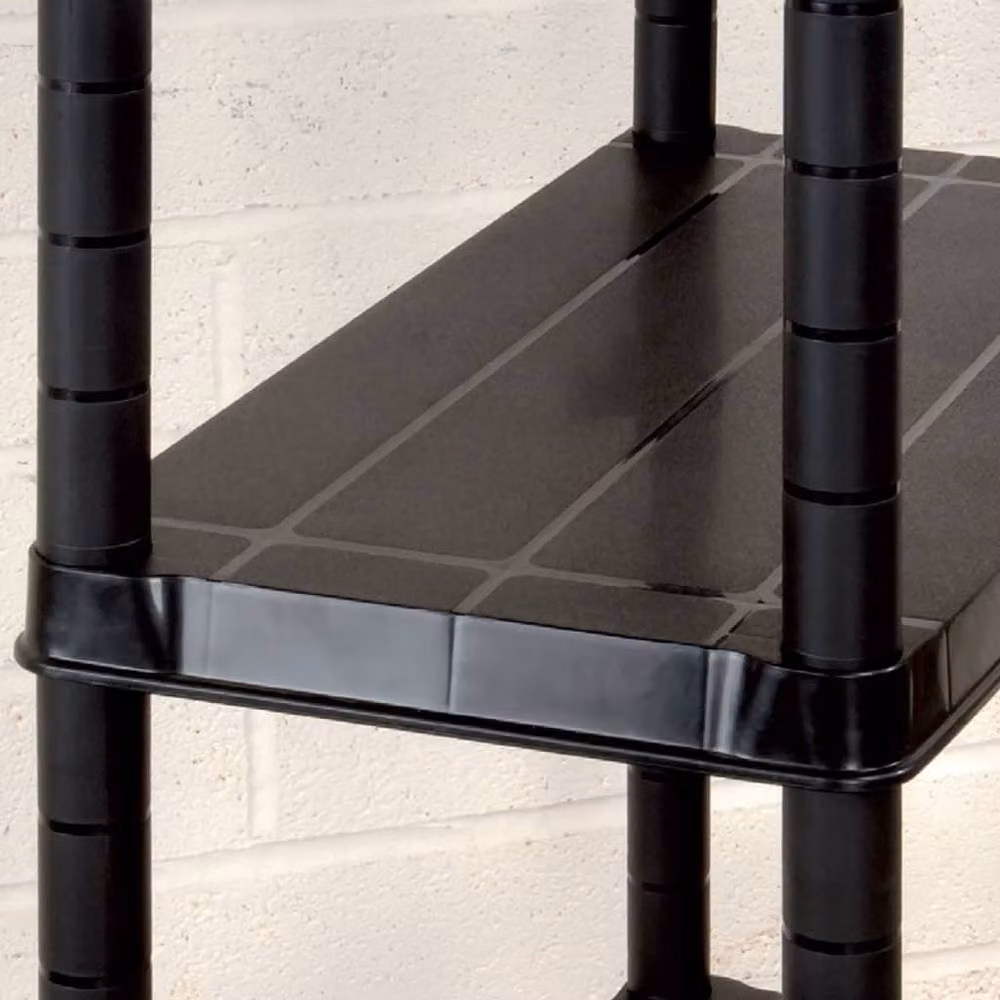 Berkfield Home 4-Tier Plastic Storage Shelf, Black, H 130 x W 122 x D 30.5 cm – 4