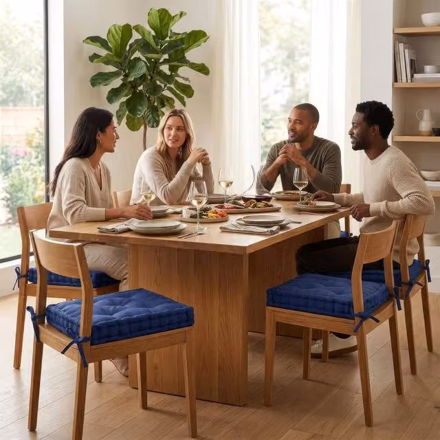 Harbour Housewares Deluxe Square Seat Pad in Blue, W/D/H: 40 x 40 x 40 cm – 1