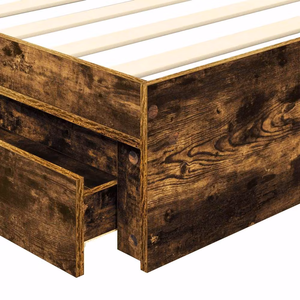Berkfield Home Modern Storage Bed with Drawers in Smoked Oak Brown, W/D/H: 70 x 190 cm – 6