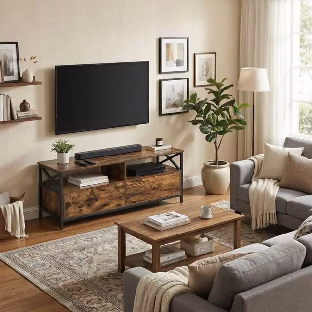 EONLION Industrial Brown TV Cabinet for 55-Inch TVs, Width: 100 cm