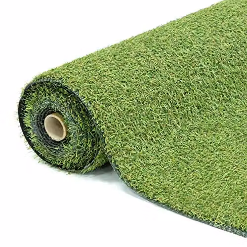 GardenKraft UV Resistant Artificial Grass Roll in Light Green, 15mm Pile Height, W: 1 m, L: 4 m