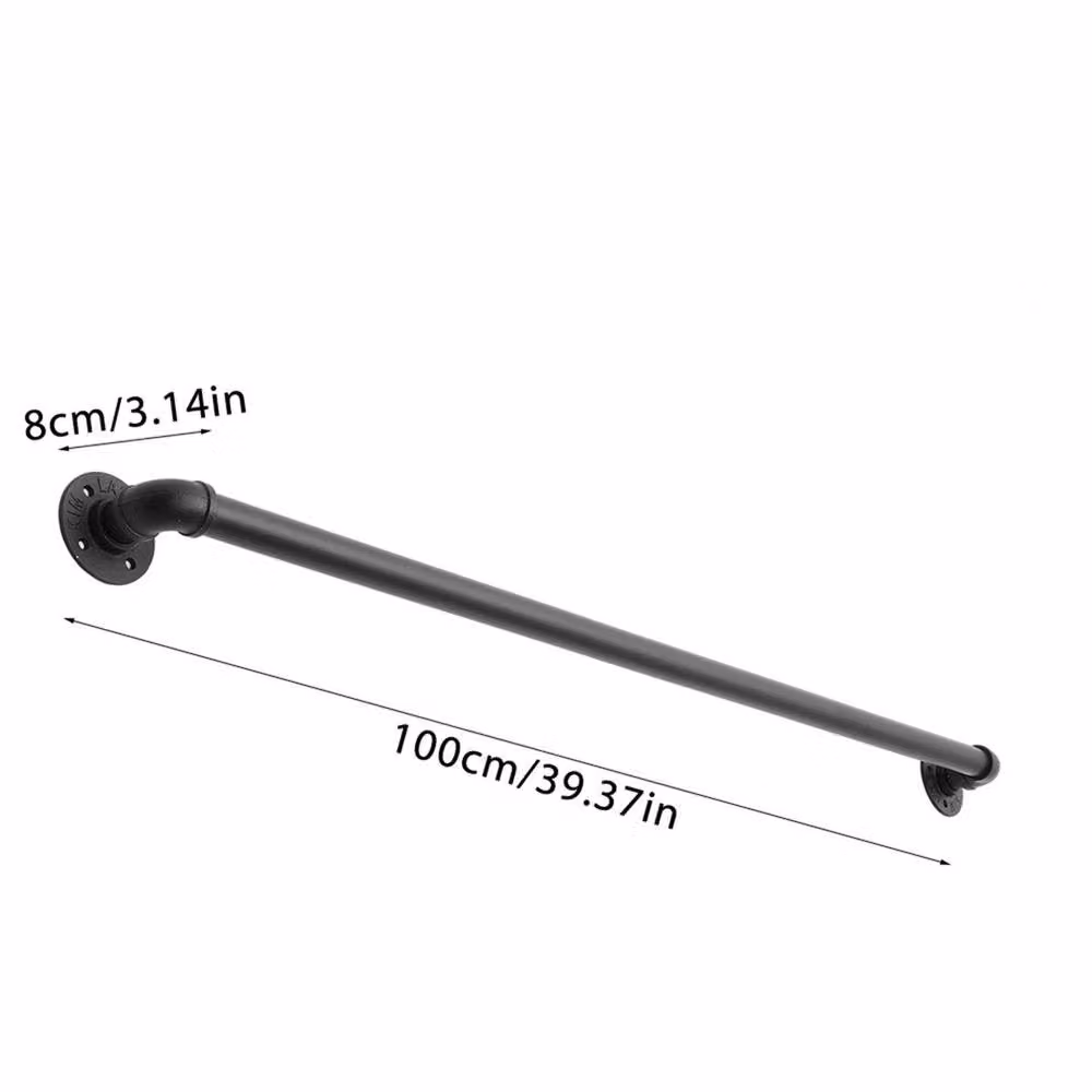 KORVIXA Black Handrail Stair Rail with 2 Brackets, 32mm Diameter, W: 1000 cm, H: 52 cm – 2