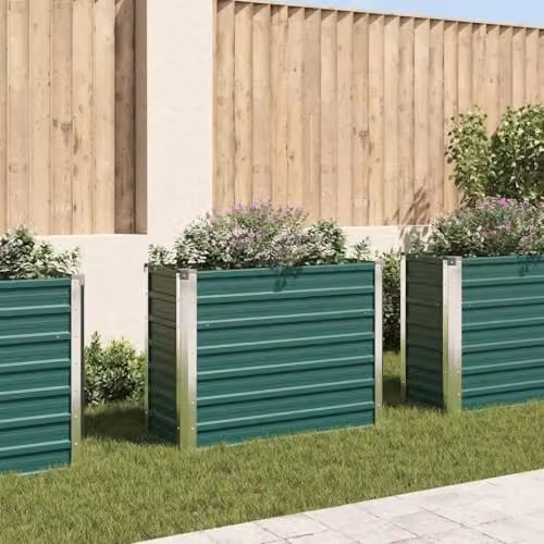 vidaXL Green Galvanised Steel Raised Bed for Vegetable, Herb or Ornamental Gardens, W/D/H: 100 x 40 x 77 cm – 2