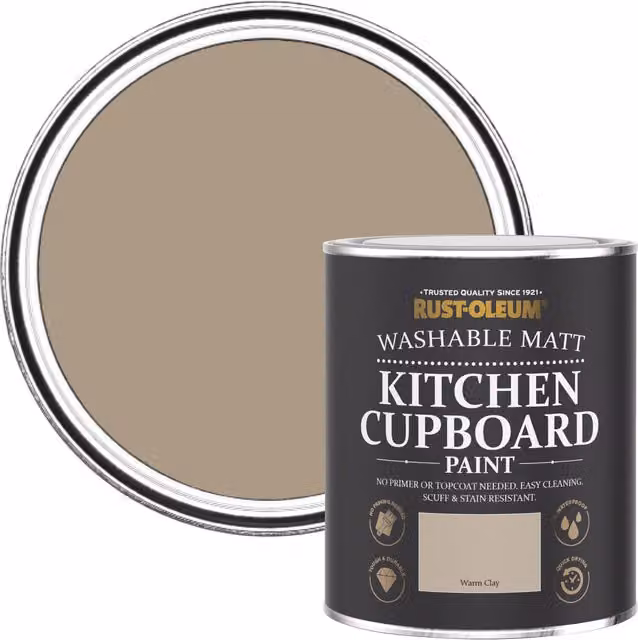Rust-Oleum Water-Based Kitchen Cupboard Paint in Matt Finish, Brown and Yellow, 0.75 l – 3