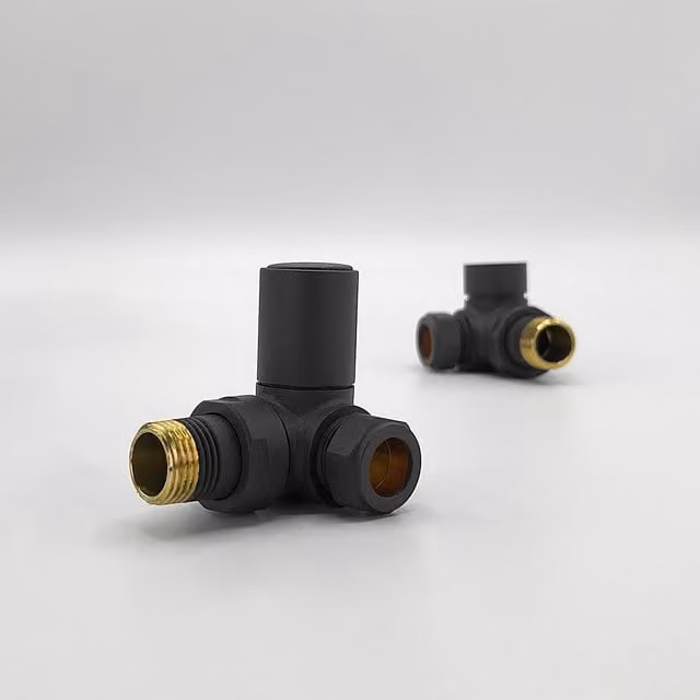 Lux Heat Anthracite Grey Round Manual Corner Valve Set