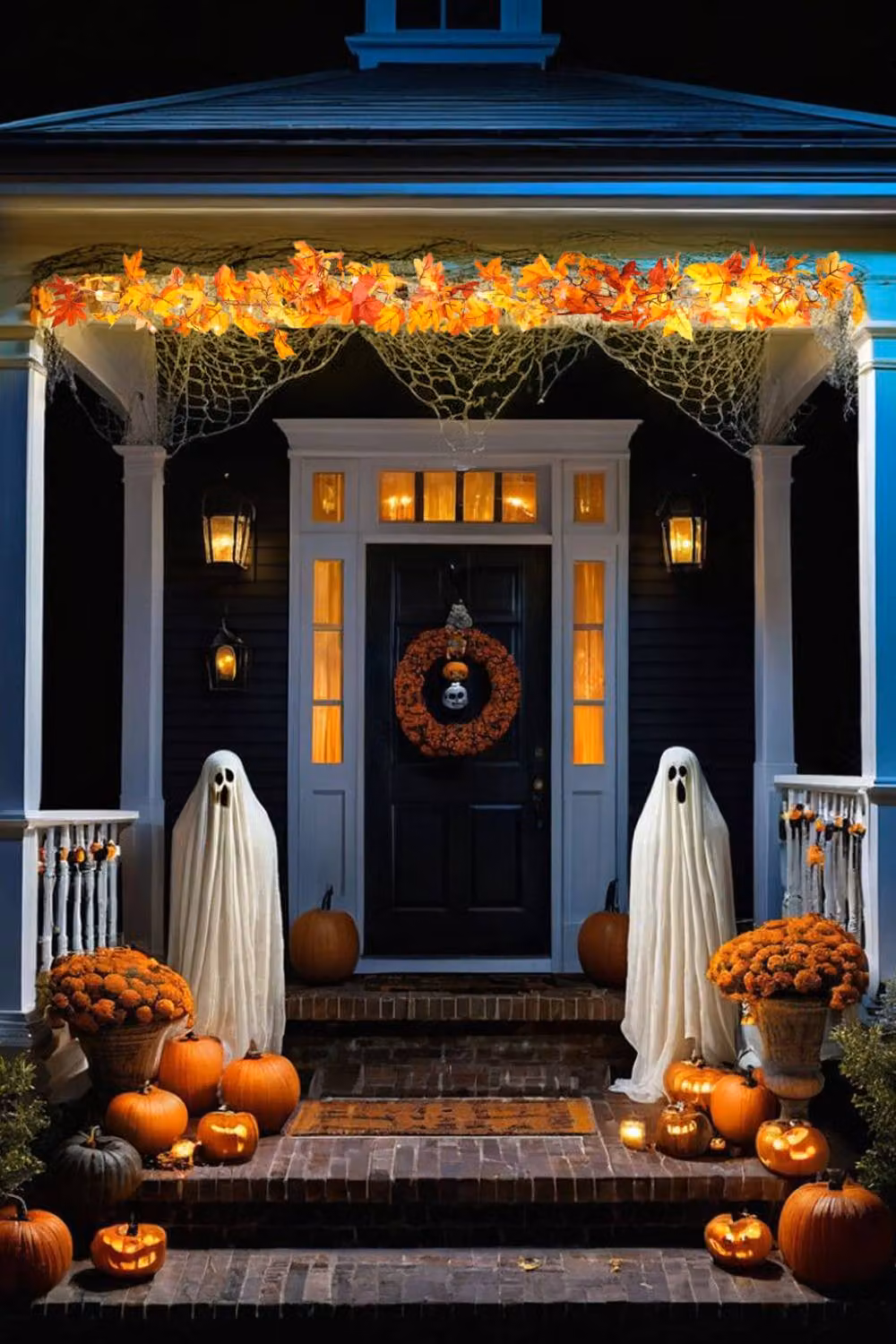 H&O Direct Orange Artificial Maple Leaf Fall Garland with LED Lights, Length: 170 cm – 3