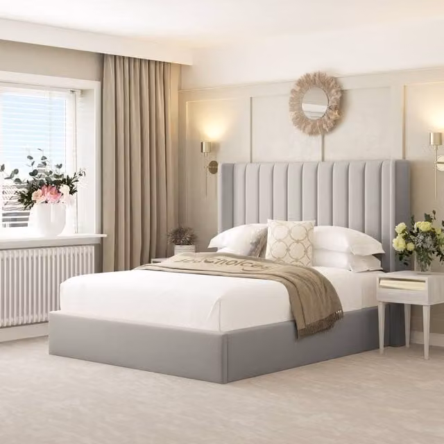 Bed Choices Madison Upholstered King Size Bed Frame in Silver