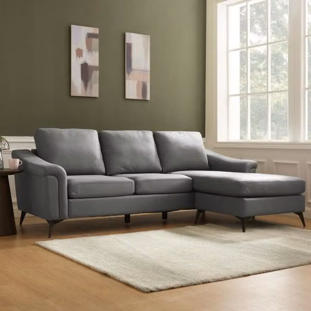 Ashby 3 Seater Chaise Sofa in Grey with Reversible L-Shape Design and Sleeping Function