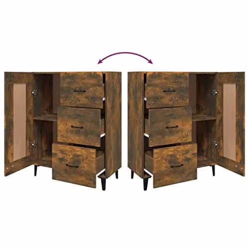 vidaXL Modern Sideboard in Smoked Oak Brown, Engineered Wood, W: 69.5 cm, D: 34 cm, H: 90 cm – 5