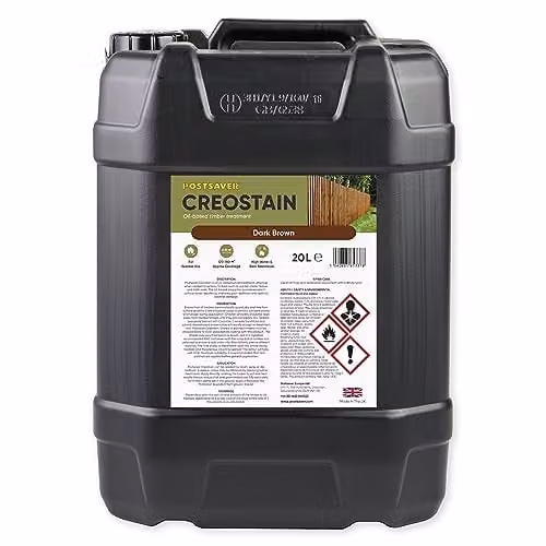 Postsaver Creocote Oil-Based Wood Treatment, Water Repellent and Weatherproof Wood Stain, 20 l, Brown