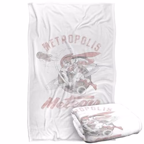 Warner Bros. Superman Metropolis Meteors Super Soft Silky Touch Fleece Throw Blanket, Multicolour, W: 91.44 cm x L: 147 cm