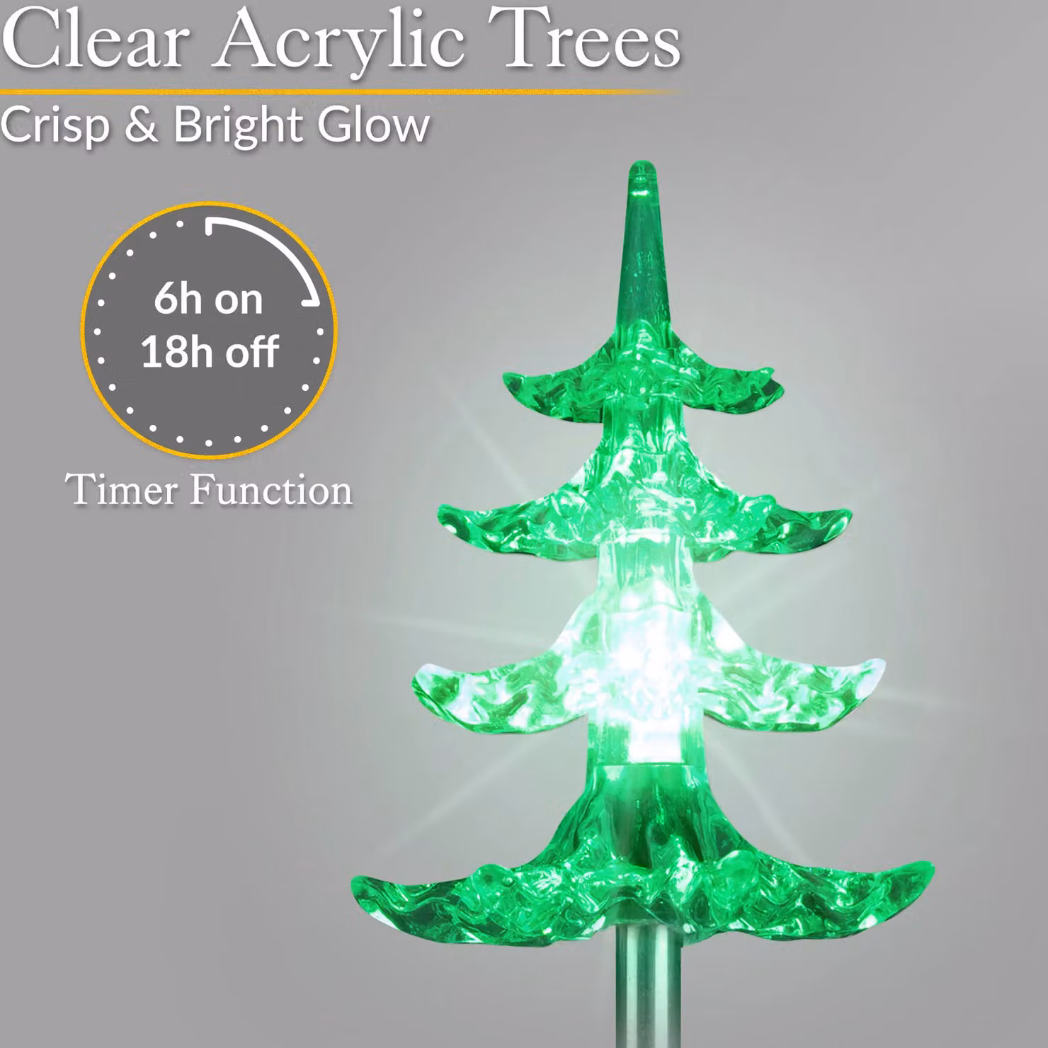 Christow Set of 4 Green LED Christmas Tree Path Lights, Battery Operated Outdoor Garden Decorations – 3