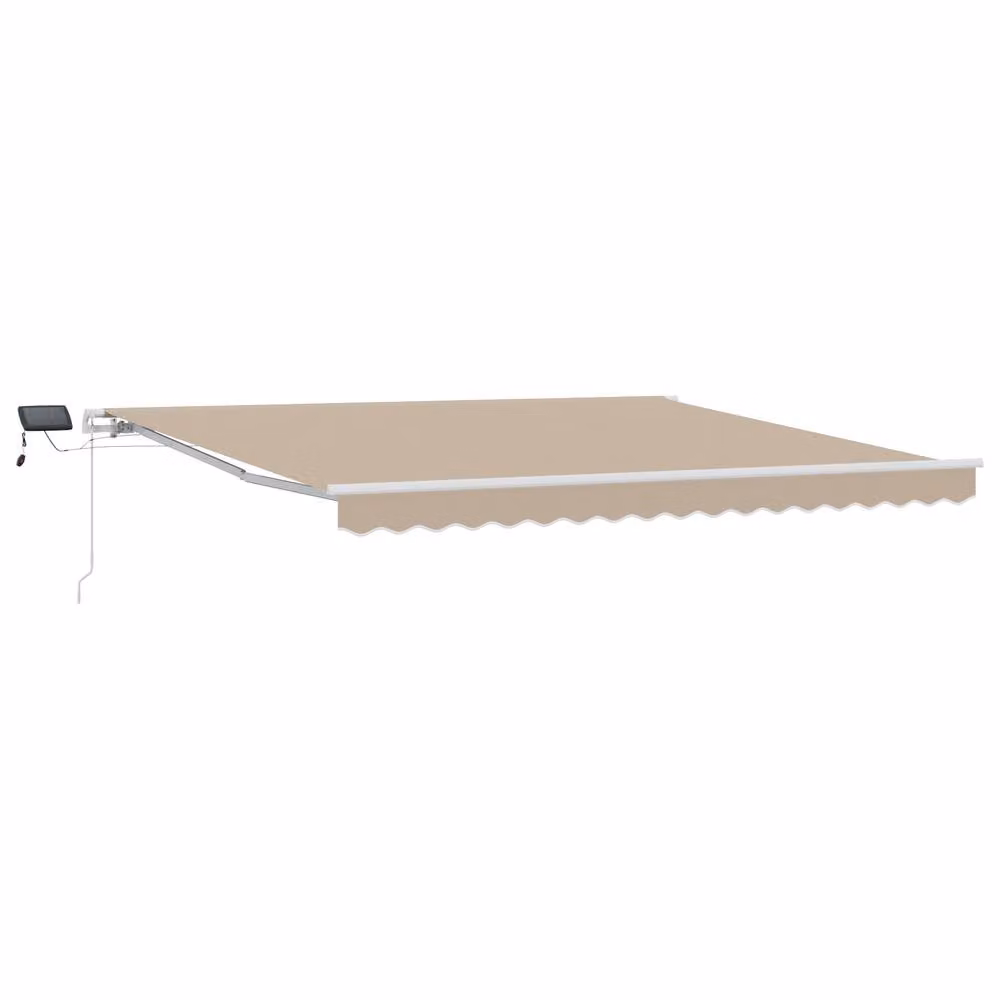 Berkfield Home Manual Retractable Wall-Mounted Garden Awning with LED in Beige, W: 400 cm, D: 350 cm – 2