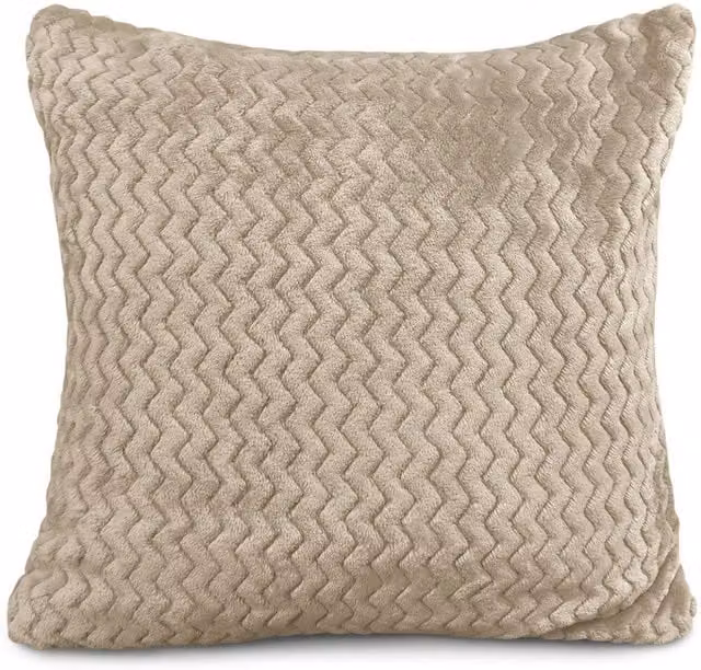 Velosso Snug Soft Chevron Patterned Mink Cushion in Beige and Brown, W/D/H: 43 x 43 x 43 cm