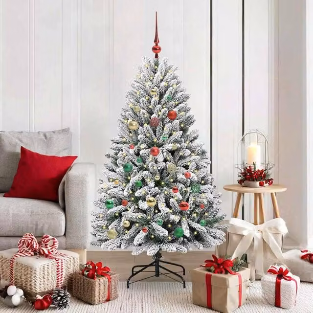 Berkfield Home Artificial Christmas Tree in Green and White, Height: 150 cm