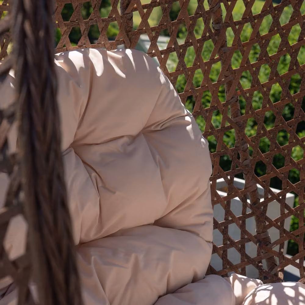Rosewood & Stone Home Petworth Double Egg Chair in Cream and Brown, 2 Seater W/D/H: 190 x 130 x 105 cm – 3