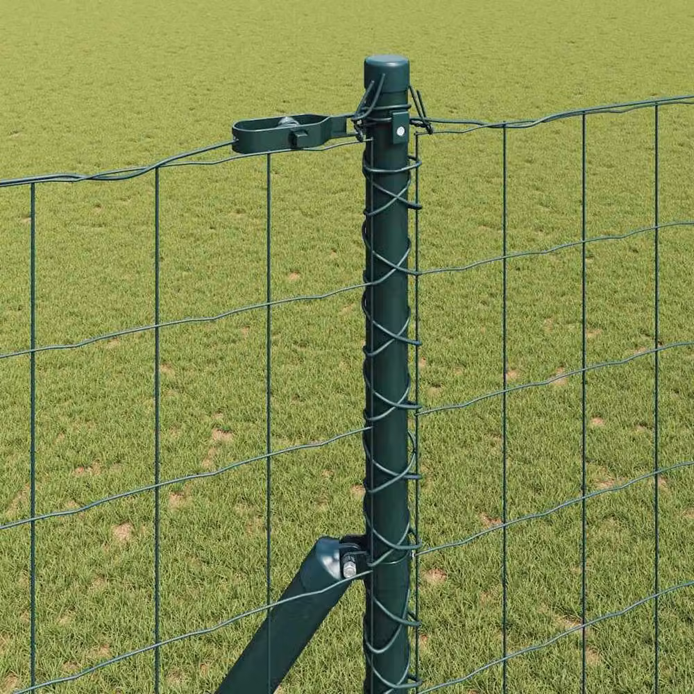 Berkfield Home Euro Fence with 7 Posts, Galvanised Steel, Green, W: 10 m, H: 1.5 m – 3