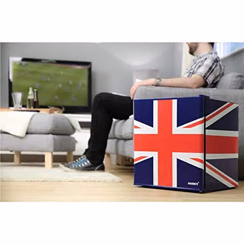 Husky 43L Union Flag Mini Fridge in Black and Multicolour – 5