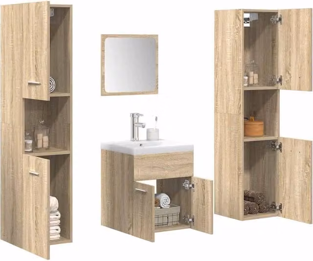 Berkfield Home 5 Piece Modern Bathroom Furniture Set in Sonoma Oak Brown