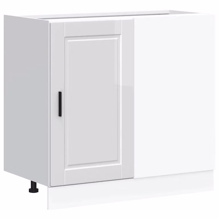 Berkfield Home Porto Modern High Gloss White Kitchen Base Unit with Hinged Doors and Internal Shelves