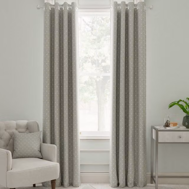 Sophie Allport Hearts Made to Measure Grey Blackout Eyelet Curtains