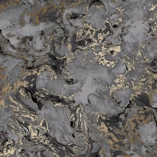 I Love Wallpaper Abstract Liquid Marble Wallpaper in Anthracite, Grey and Gold
