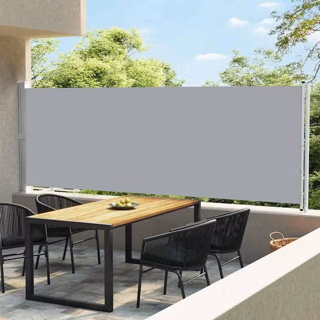 Berkfield Home Patio Retractable Side Awning in Grey, W/H: 160 x 600 cm