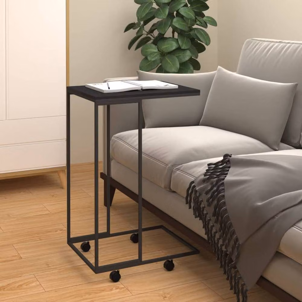 Berkfield Home Black Side Table with Castors, W/D/H: 40 x 30 x 63.5 cm – 2