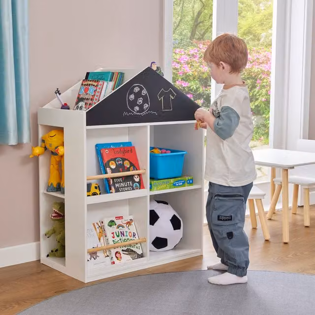 Liberty House Toys Kids White Blackboard Bookcase and Storage Cabinet