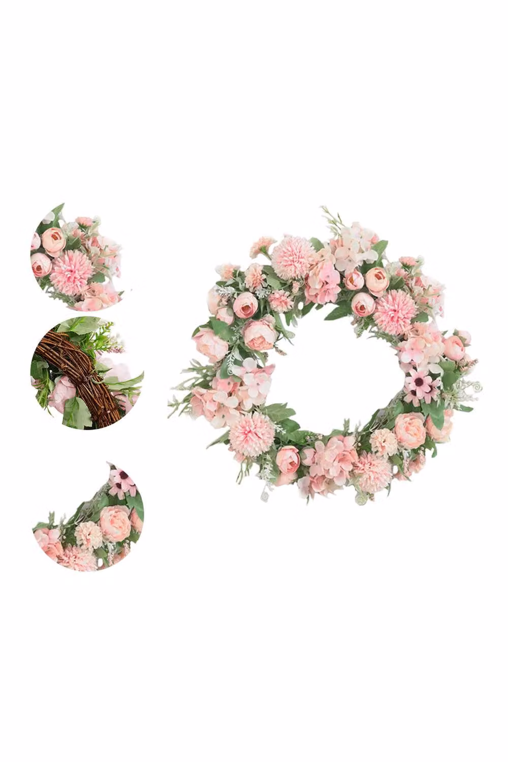 Garden Sanctuary Pink Artificial Peony Floral Wreath for Spring Wedding Decor – 3