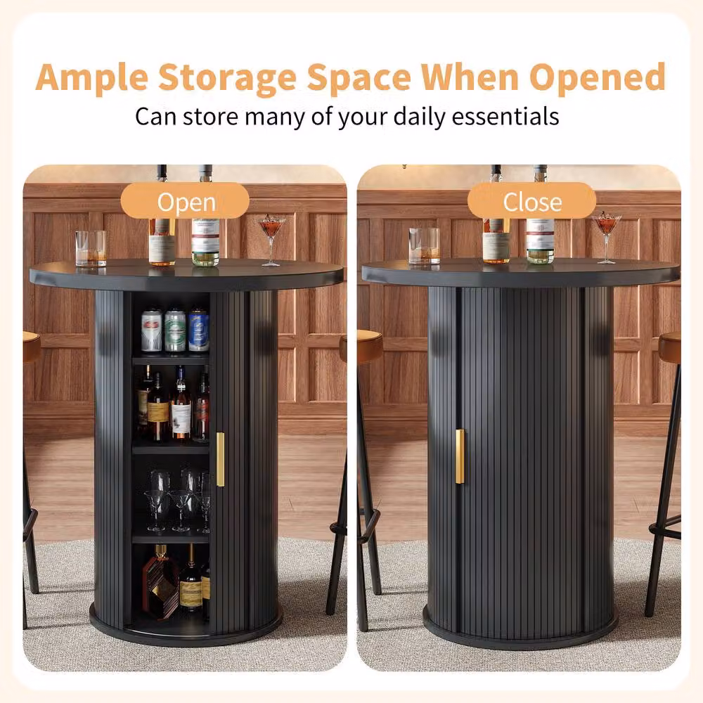 BTM Round Bar Table and Storage Cabinet in Black – 5