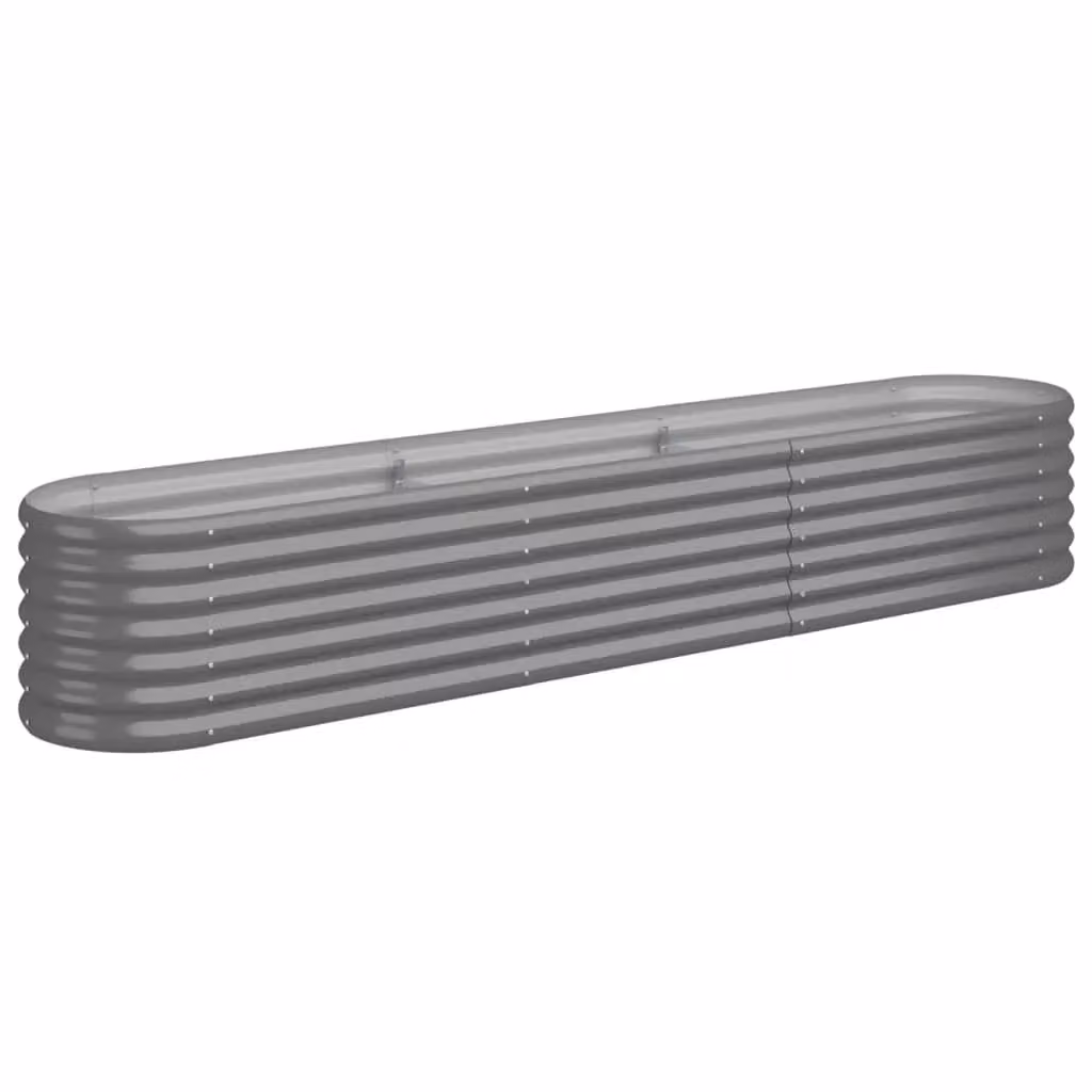Berkfield Home Garden Grey Powder-coated Steel Raised Bed W/D/H: 224 x 40 x 36 cm – 2