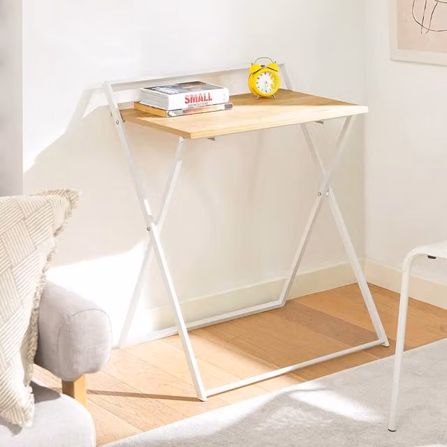 SoBuy Modern White Foldable Writing Desk for Home Office