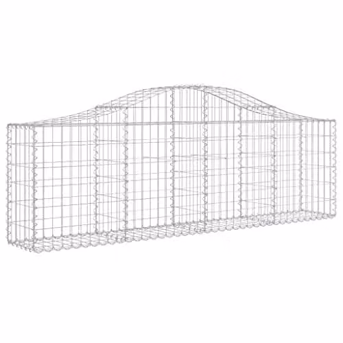 vidaXL Set of 5 Arched Gabion Baskets in Silver Galvanised Steel, W/D/H: 200 x 30 x 60/80 cm – 1