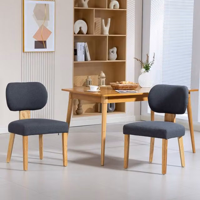 WestWood Set of 2 Grey Fabric Scandinavian Dining Chairs