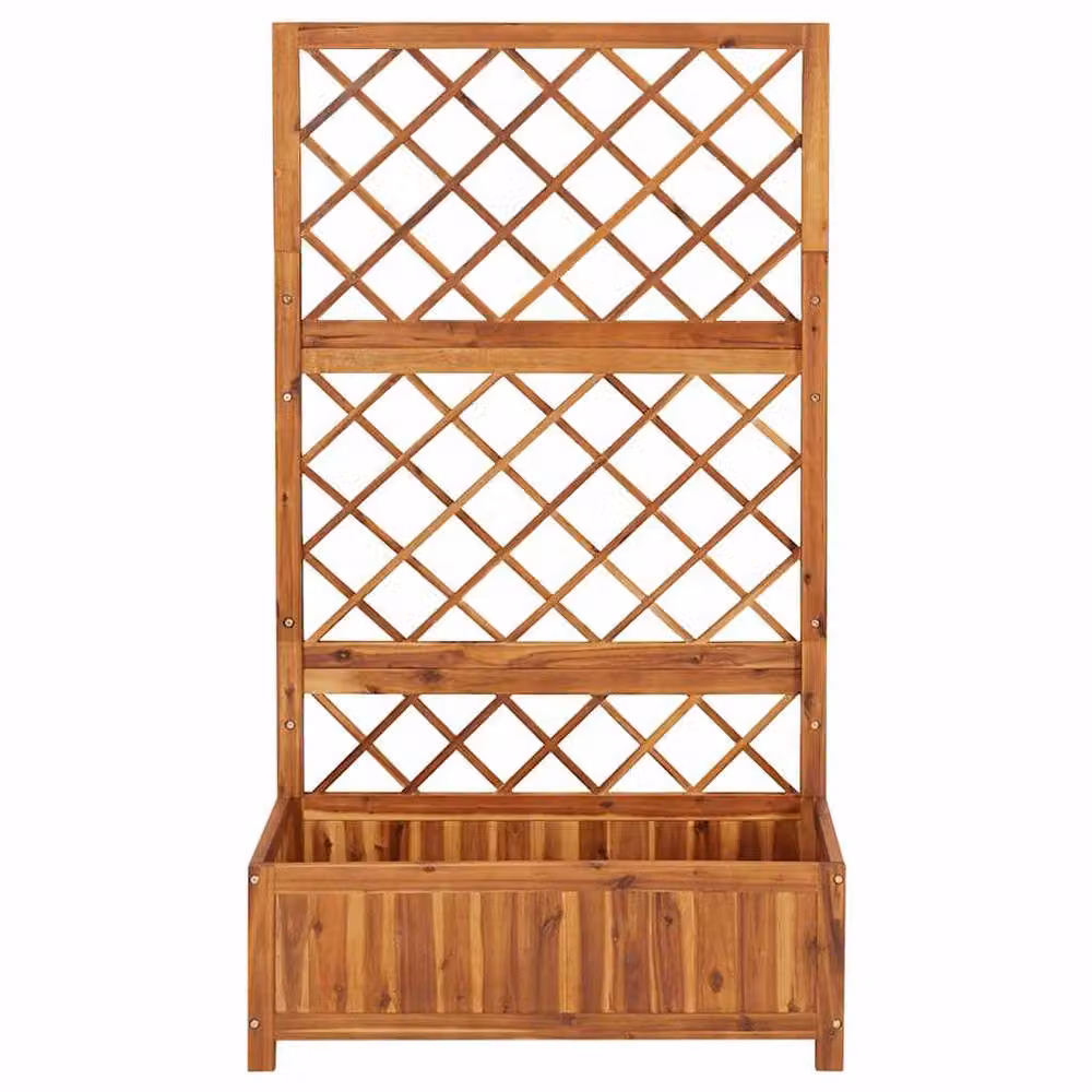 Berkfield Home Raised Bed with Trellis in Brown Solid Acacia Wood, W/D/H: 85 x 38 x 150 cm – 3
