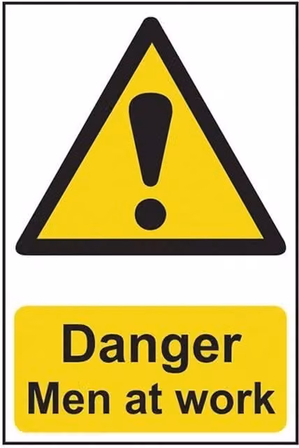 Scan Danger Men At Work PVC Sign, Yellow and Multicolour, W: 20 cm, H: 30 cm – 1